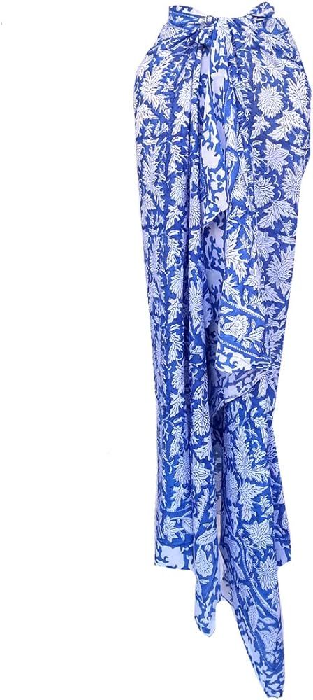 Rastogi Handicrafts 100% Cotton Hand Block Print Sarong Womens Swimsuit Wrap Cover Up Long (73" x... | Amazon (US)