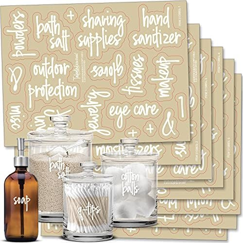 White Script Bathroom Labels Talented Kitchen Script Bathroom Organization Labels – 123 White B... | Amazon (US)