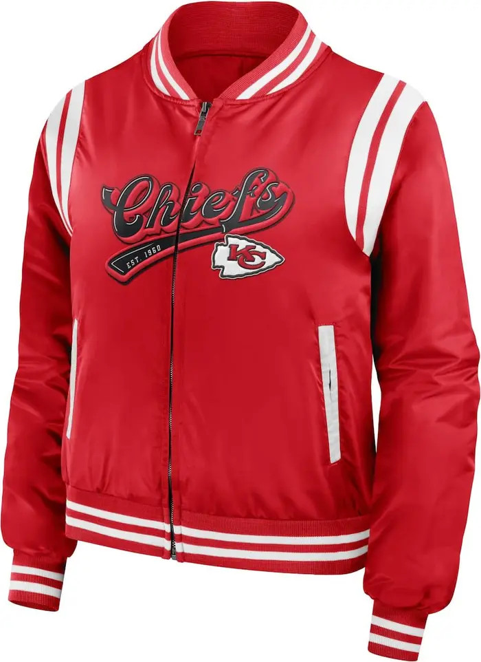 WEAR by Erin Andrews Women's WEAR by Erin Andrews Red Kansas City Chiefs Bomber Full-Zip Jacket |... | Nordstrom