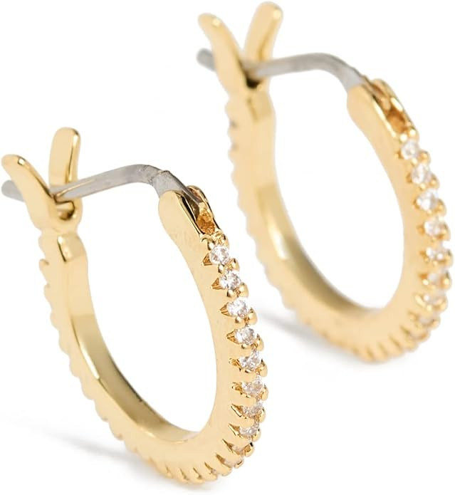gorjana - Madison Shimmer Huggies 1/2" across - 18K Gold Plated - Studded Mini Hoop Earrings with... | Amazon (US)