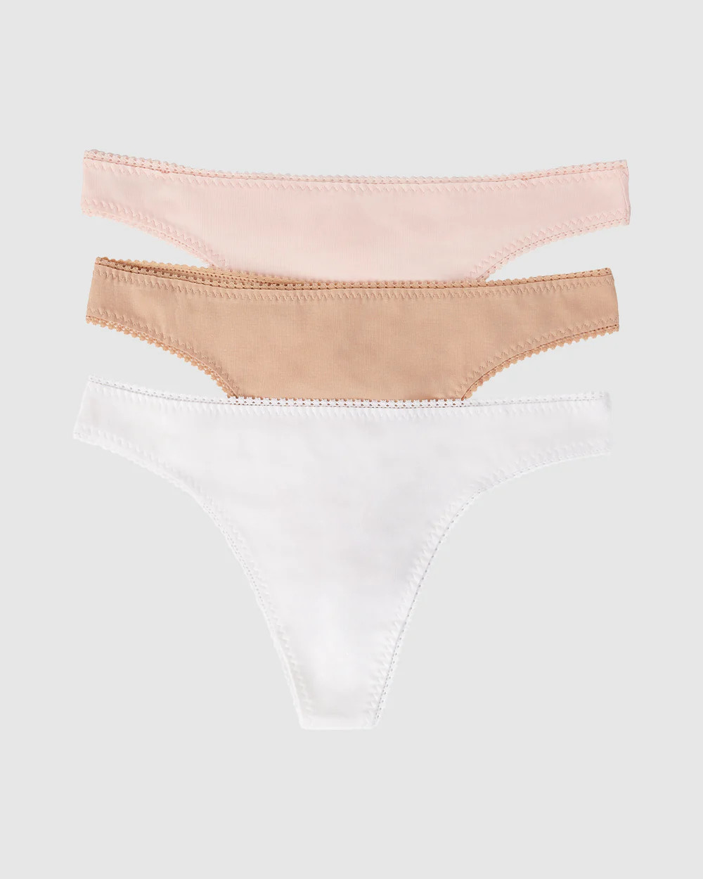 Cabana Cotton Hip G Thong Underwear 3 Pack - Blush/White/Champagne | On Gossamer