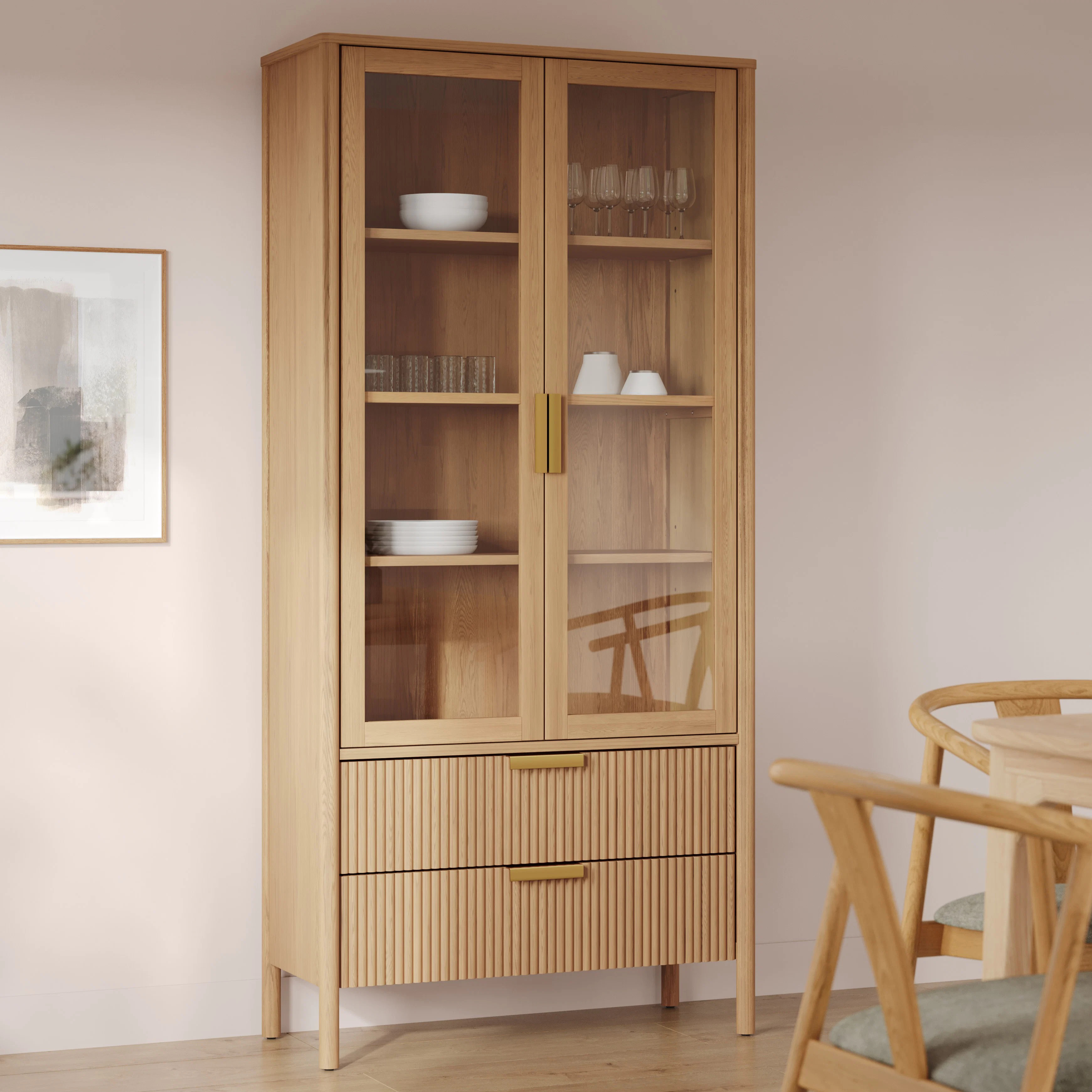 Liv 35.25" Glass Cabinet - White Oak | Article