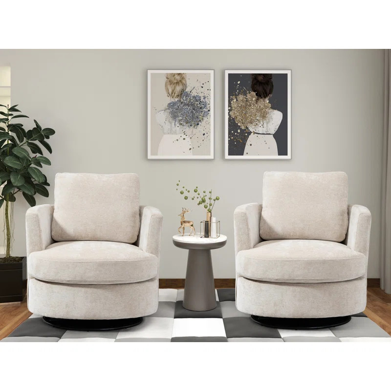 Ottelia 32.2'' Wide Swivel Barrel Chair (Set of 2) | Wayfair North America