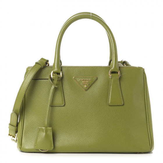 PRADA Saffiano Small Galleria Double Zip Tote Edera | Fashionphile