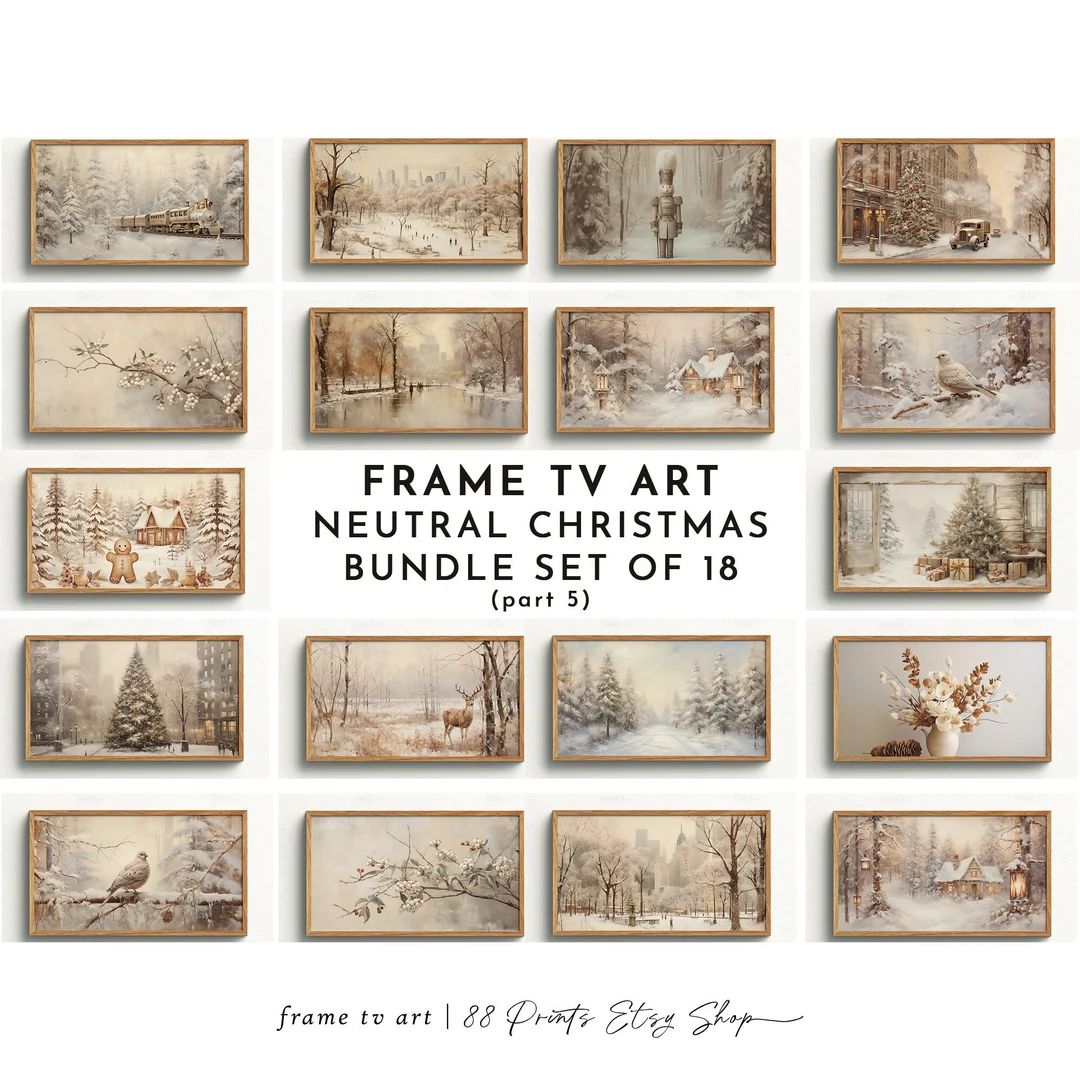Samsung Frame TV Art Neutral Christmas Bundle Set of 18 Part - Etsy | Etsy (US)