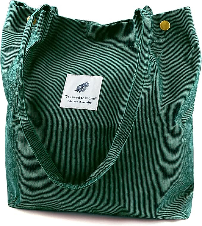 Ayieyill Corduroy Tote Bag for Women Canvas Shoulder Cord Purse with Inner Pocket | Amazon (US)