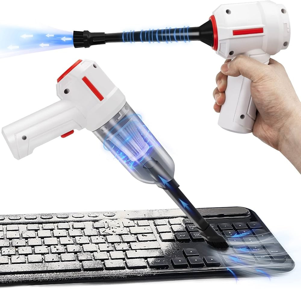 Compressed Air Duster & Mini Vacuum Keyboard Cleaner 3-in-1, New Generation Canned Air Spray, Portable Electric Air Can, Cordless Blower Computer Cleaning Kit | Amazon (US)