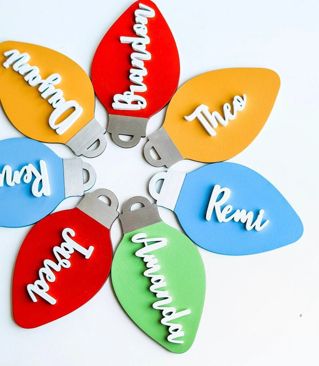 Christmas Lights Name Tags / Wooden Name Tags / Stocking Tags - Etsy | Etsy (US)