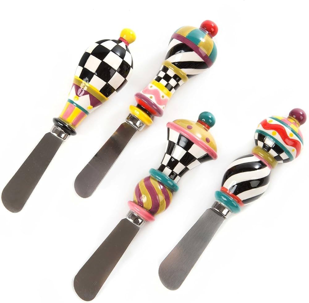 MACKENZIE-CHILDS Jubilee Canapé Knife Set, Stainless-Steel Charcuterie Knife Set, Set of 4 | Amazon (US)