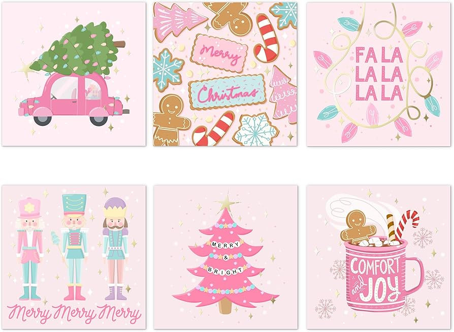 Honeyplum Pink Christmas Cards - Fun, Stylish, and Cute Merry Christmas Boxed Greeting Cards Vari... | Amazon (US)