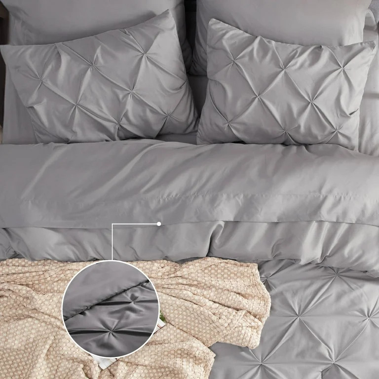 Cozy Comfort Queen Comforter Set - 7 Pieces Grey Comforters , Pintuck Bedding Sets for All Season... | Walmart (US)