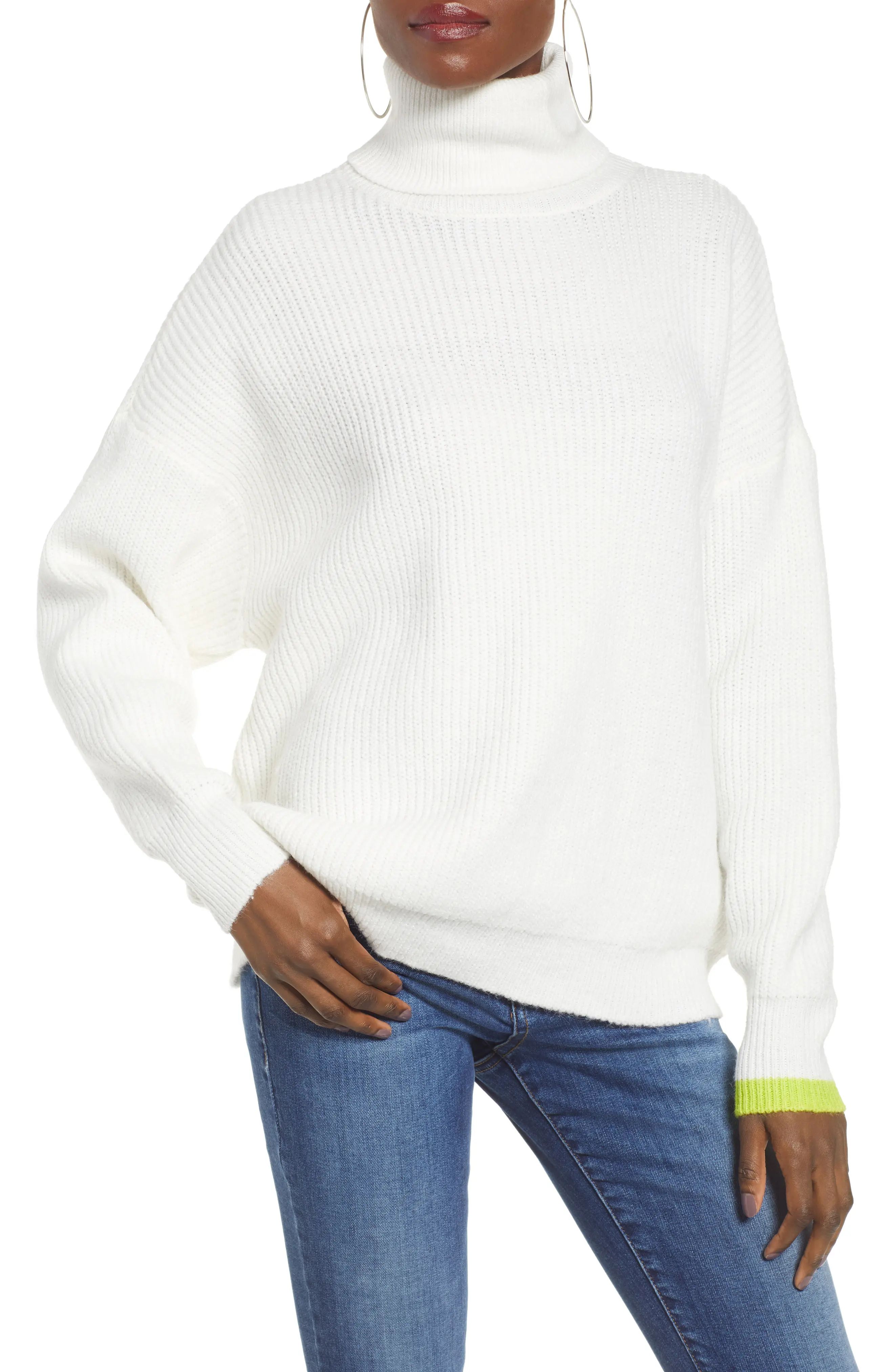 Women's Noisy May Ridley Turtleneck Sweater, Size Small - White | Nordstrom