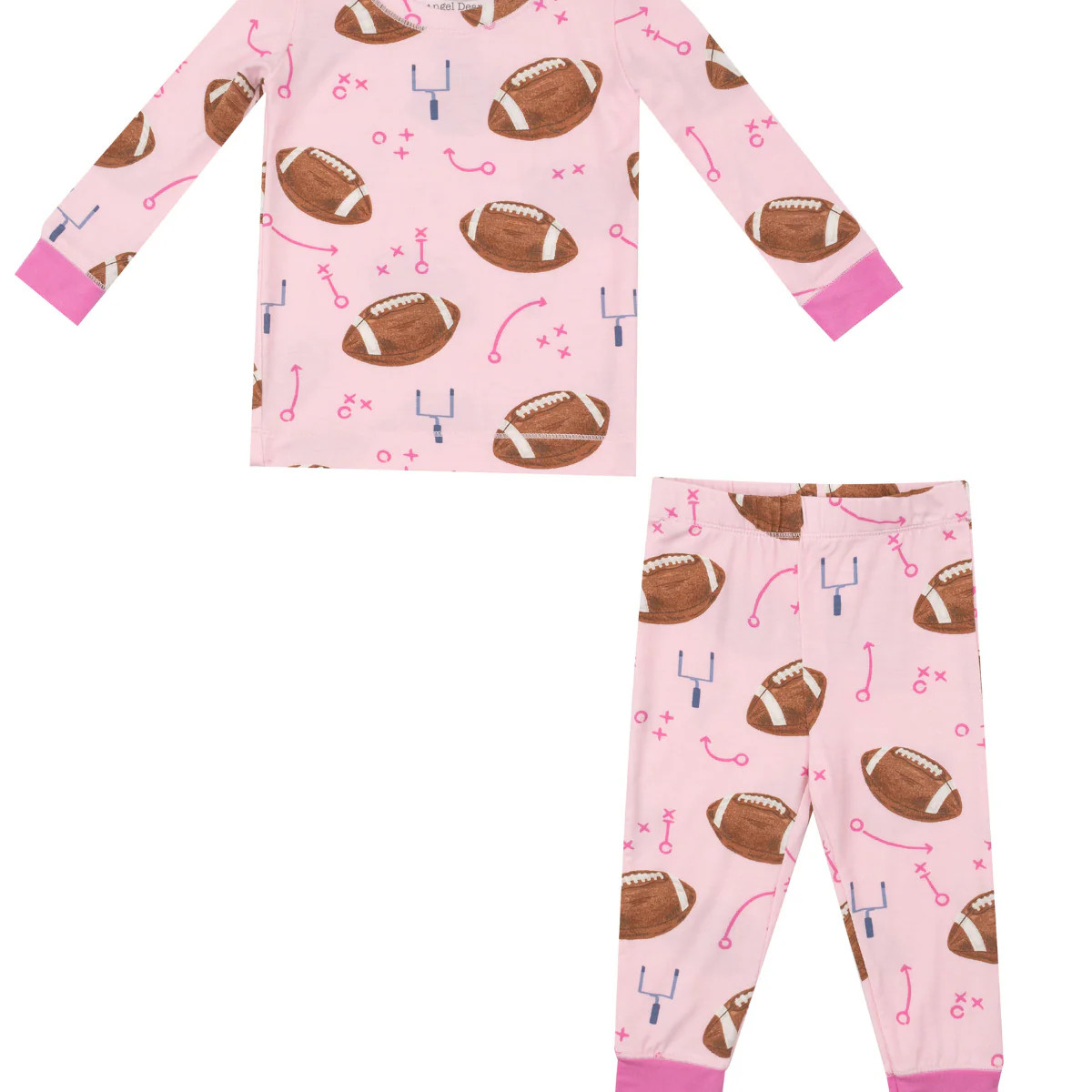 Long Sleeve Loungewear Set, Footballs Pink | SpearmintLOVE