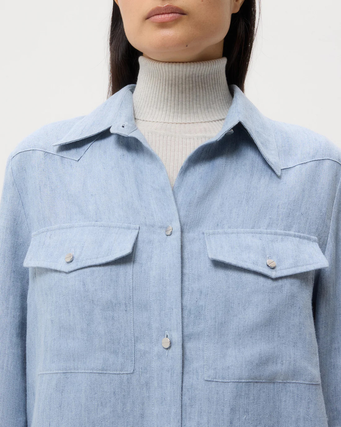 New Carter Shirt in Lightweight Washed Hemp Denim | TWP
