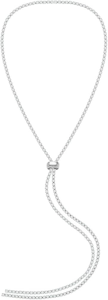 FAMARINE CZ Long Necklace, Rhinestone Bar Y Lariat Necklace Silver Tone for Women Birthday | Amazon (US)