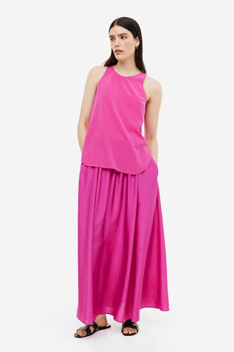 Falda evasé de seda - Cereza - MUJER | H&M ES | H&M (FR, IT, ES, PT, BE)