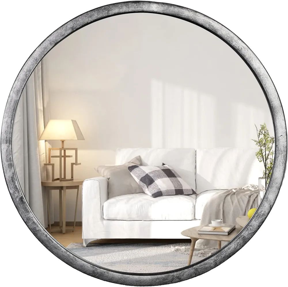 GIFTTROVE 12" Silver Round Mirror, Small Circle Wall Mirror with Thick Metal Framed, Round Decora... | Amazon (US)