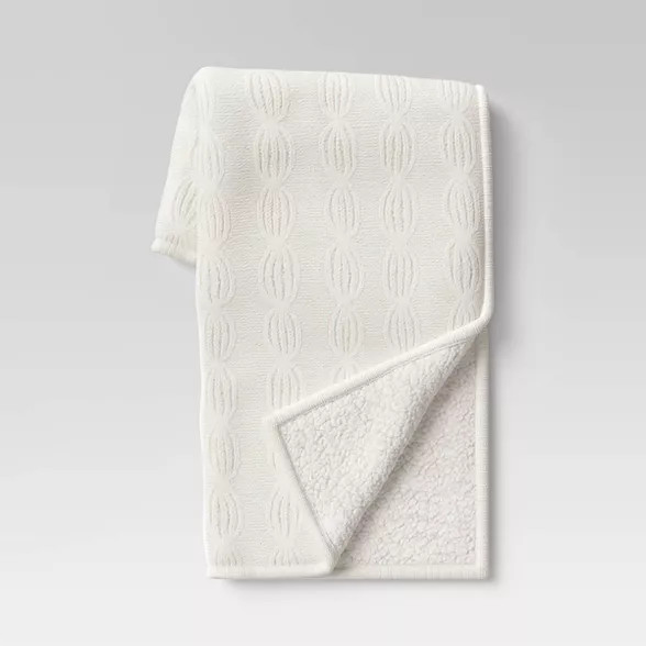 50"x60" Chenille Cable Knit Throw Blanket with Sherpa Reverse - Threshold™ | Target