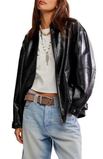 Free People Sloan Faux Leather Jacket in Black at Nordstrom Rack, Size Small | Nordstrom Rack