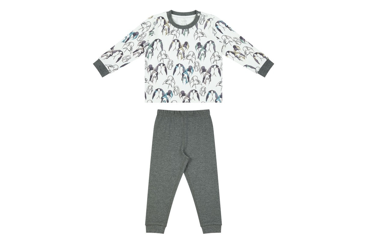 Organic Cotton Two-Piece Long Sleeve PJ Set - Penguin Love | Nest Designs