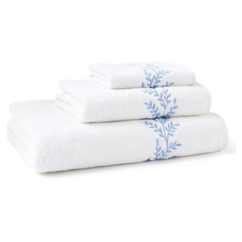 3-Pc Willow Towel Set, Blue | One Kings Lane