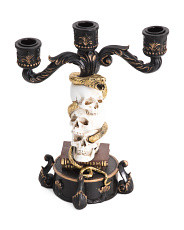 11in Snake Twining Skull Taper Candle Holder | Marshalls