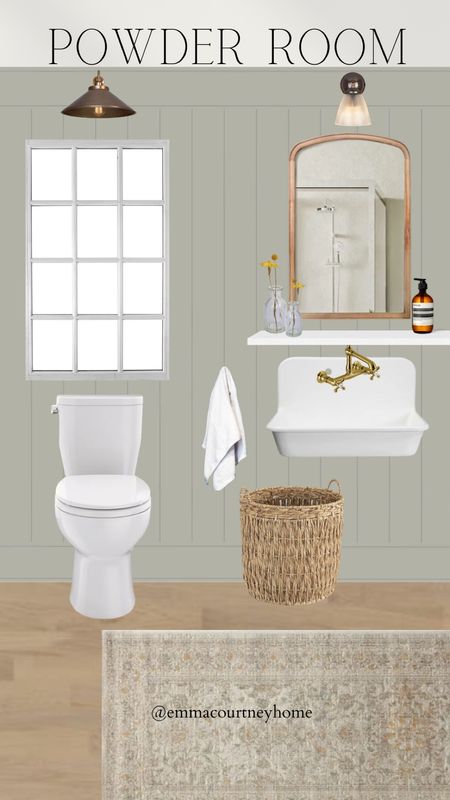 Shiplap powder room with farmhouse sink and wood mirror. Mood board 

#LTKstyletip #LTKhome #LTKFind