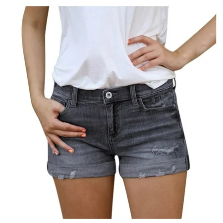 AWXNJUX Womens Shorts Women Summer Short Jeans Denim Female Pockets Wash Denim Shorts Shorts Womans Shorts Shorts Women (Gray XL) | Walmart (US)