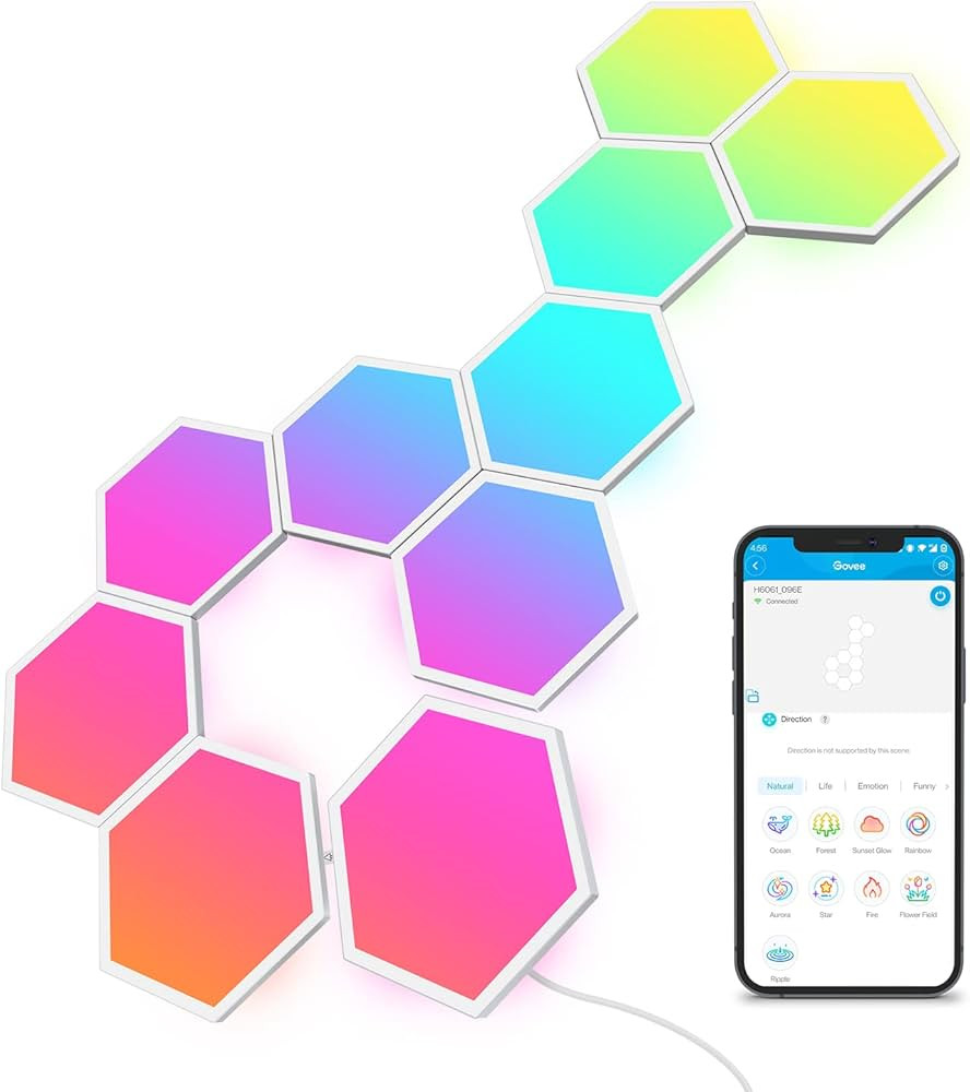 Govee Glide Hexa Light Panels, RGBIC Hexagon LED Wall Lights, Wi-Fi Smart Home Decor Creative Wal... | Amazon (US)