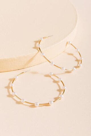 Bianca Large Pearl Hoop Earrings - francesca's | Francesca's