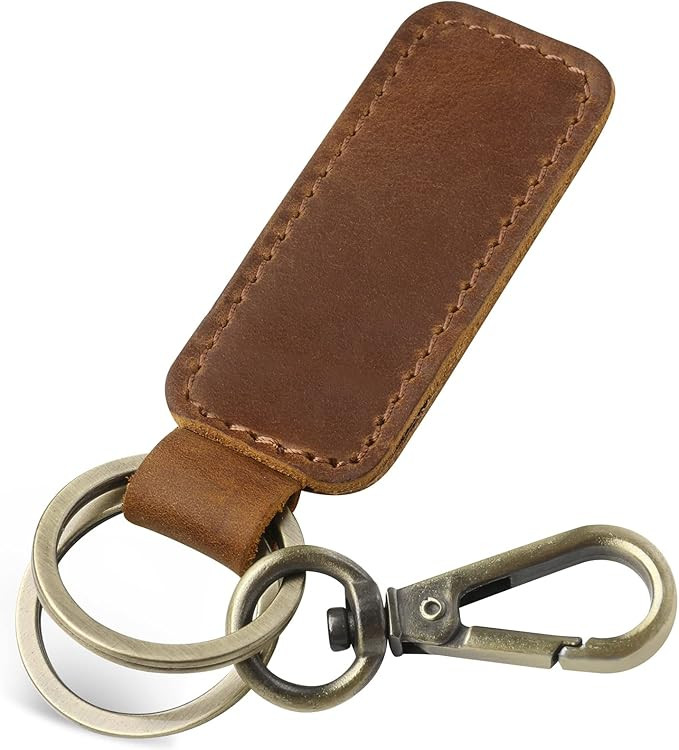 Jack&Chris Genuine Leather Car Keychain, Universal Key Fob Keychain, Leather Key Chain Holder for... | Amazon (US)