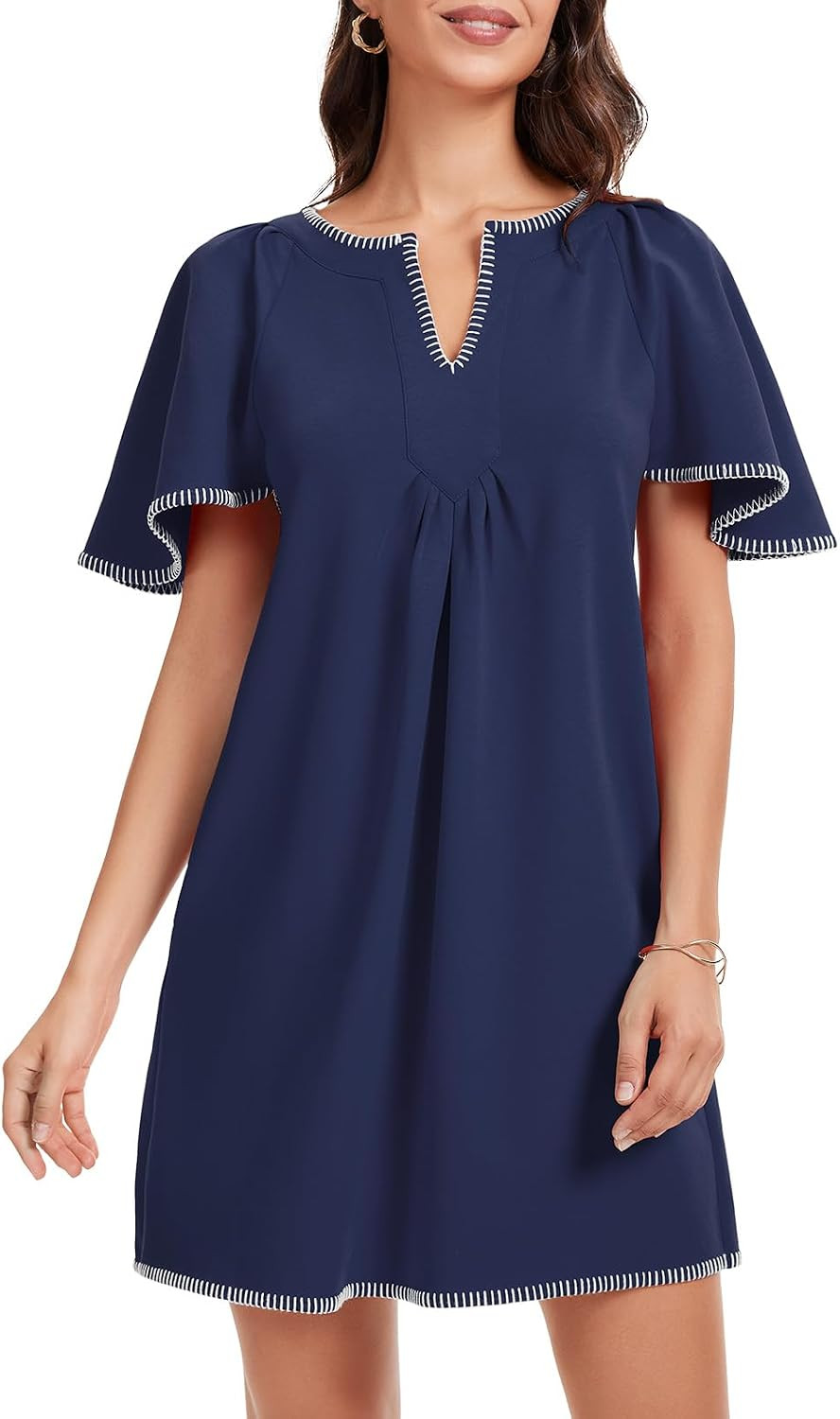 HOULENGS Women's Summer Dresses Casual Flutter Short Sleeve Mini Dress | Amazon (US)