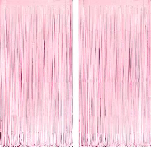 Pastel Pink Party Backdrop Decoration - GREATRIL Baby Pink Foil Fringe Streamers for Baby/Boo Day... | Amazon (US)