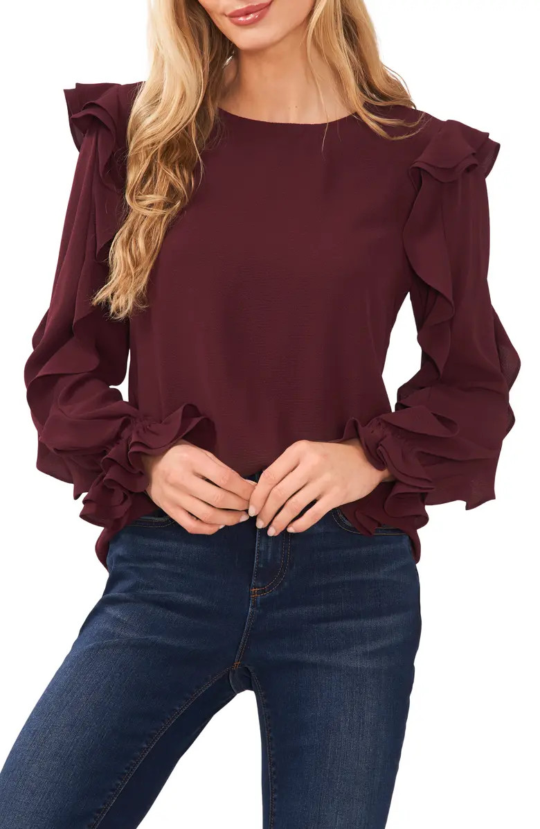 Ruffle Sleeve Crepe Top | Nordstrom