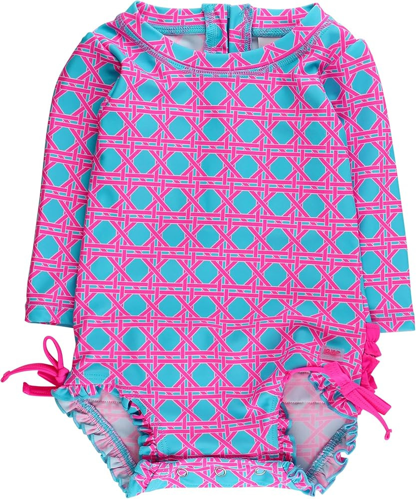 RuffleButts Baby Girls UPF 50+ Sun Protection Floral Printed Long Sleeve One Piece Rash Guard Swi... | Amazon (US)