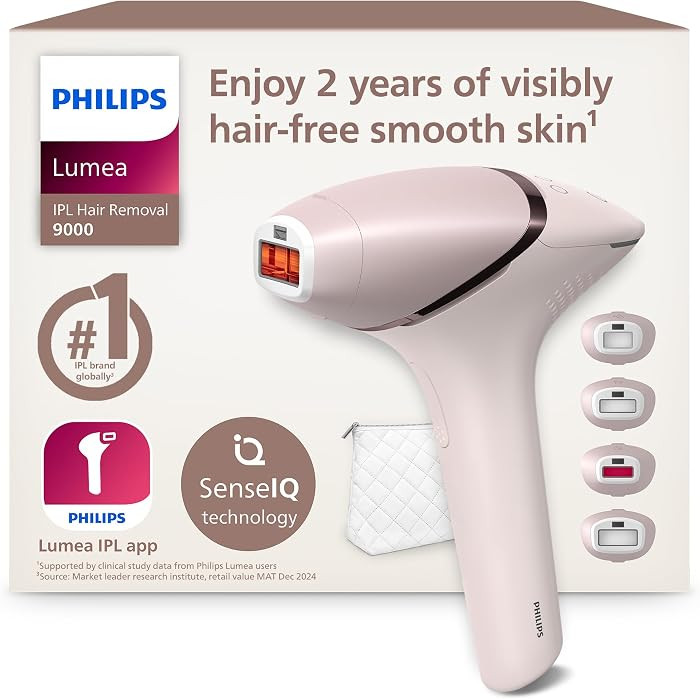 Philips Lumea 9000 Series IPL Hair Removal Device - Laser Hair Removal Alternative, SenseIQ Technology, 4 Attachments for Body, Face, Bikini and Underarms, Corded & Cordless Use, Model BRI957/00 | Amazon (UK)