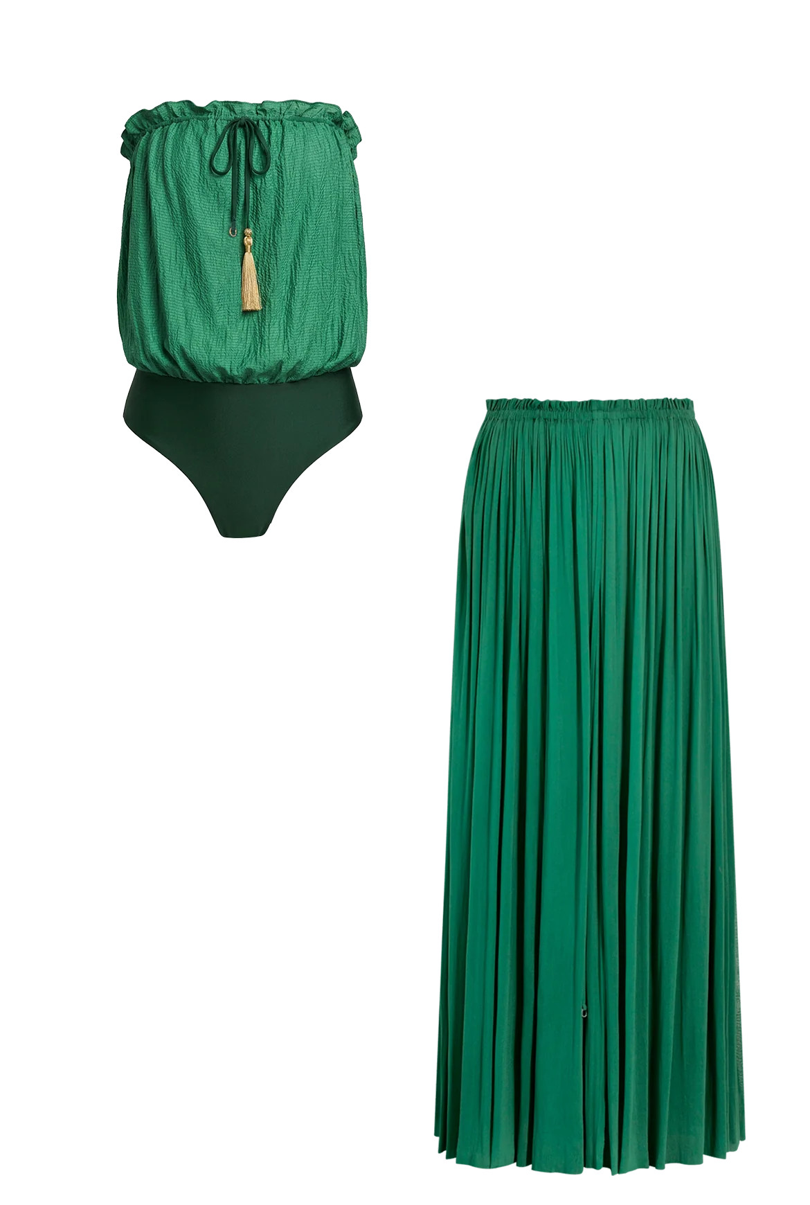 Forest Green Silk Bandeau Set | HANNE BLOCH | HANNE BLOCH