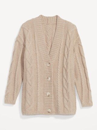 Oversized Chunky Cable-Knit Cardigan Sweater for Women | Old Navy (US)