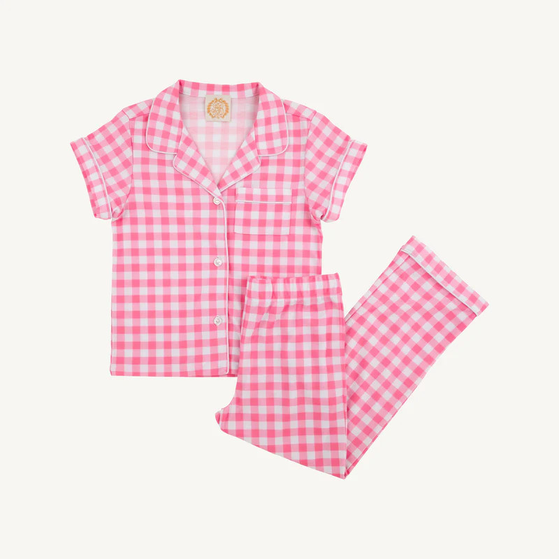 Sarah Powell Sleep Set - Romany Rose Gingham with Worth Avenue White | The Beaufort Bonnet Company