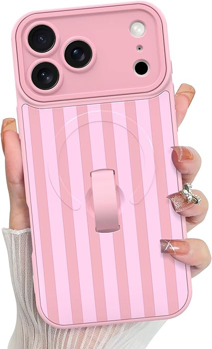 KANGHAR Compatible with iPhone 17 Pro Max Case, Support for MagSafe, Silicone Stripes Cute Patter... | Amazon (US)