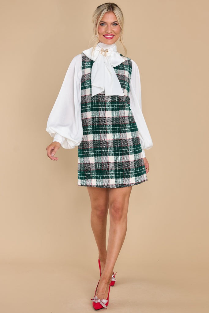 I'm Flattered Green Multi Plaid Dress | Red Dress 