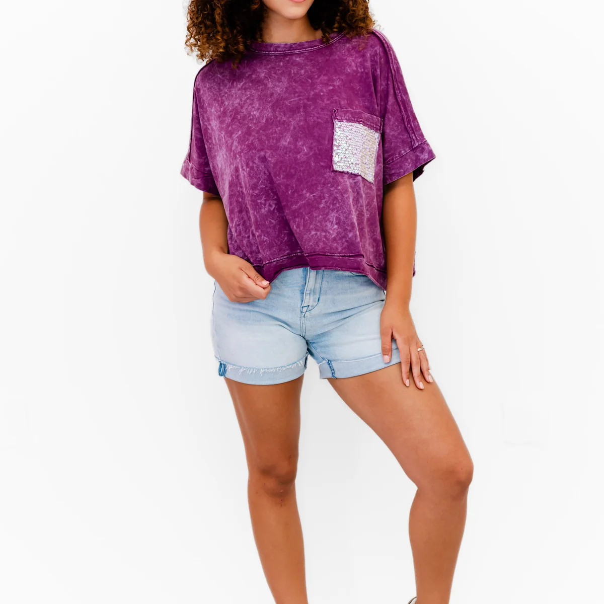 Faeve Burgandy Mineral Washed Cotton Top | Whiskey Darling Boutique