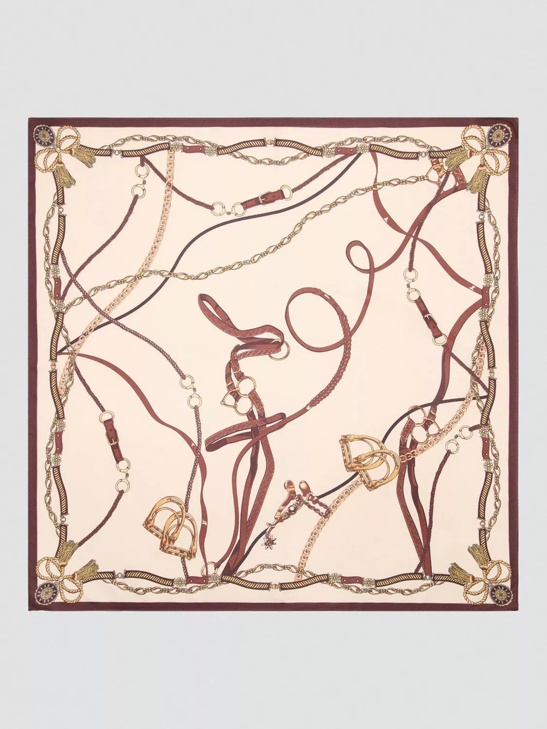Mango Chain Print Satin Scarf, Light Beige | John Lewis (UK)