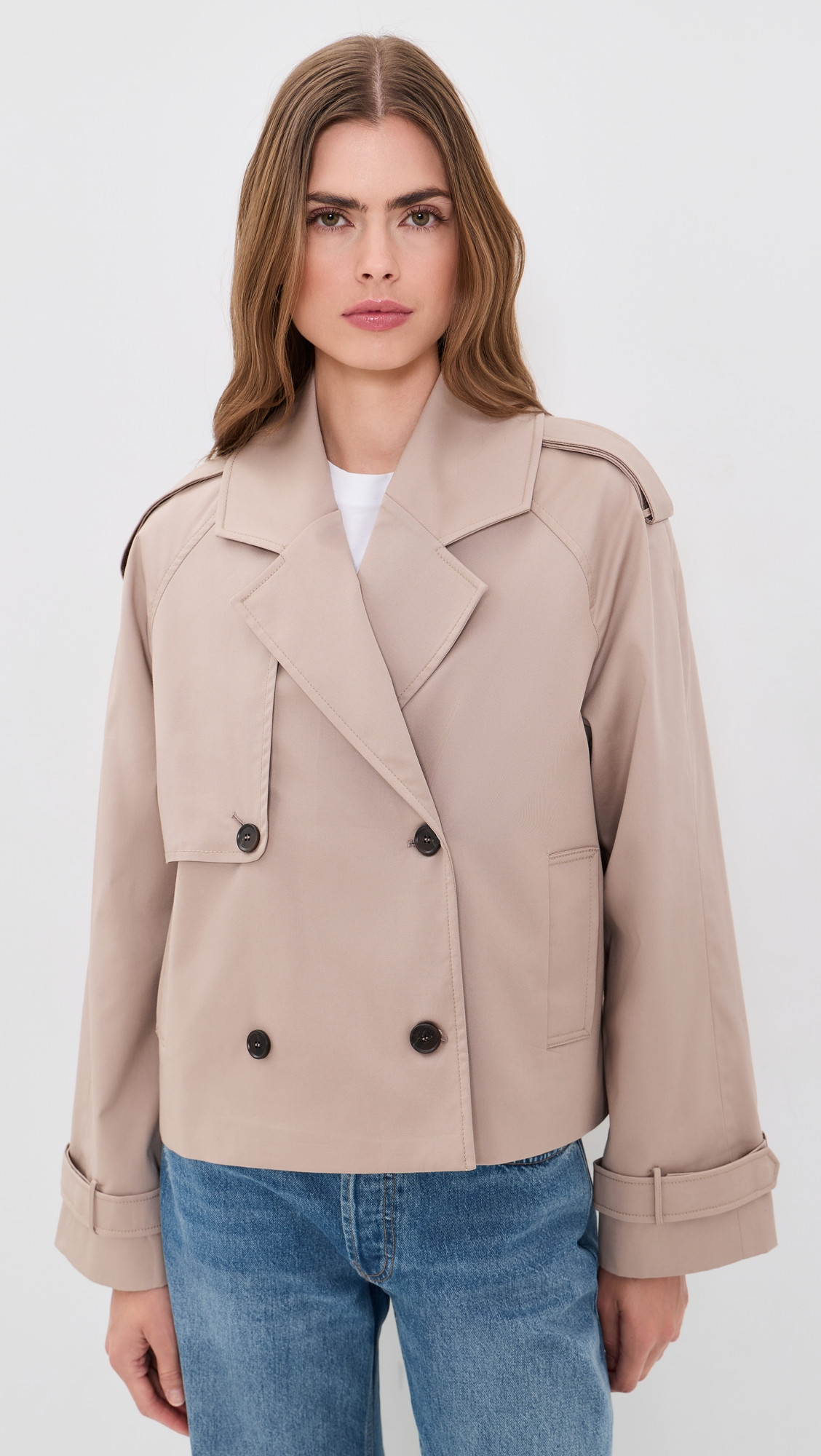 ANINE BING Rickie Cropped Trench Coat Beige M | Shopbop
