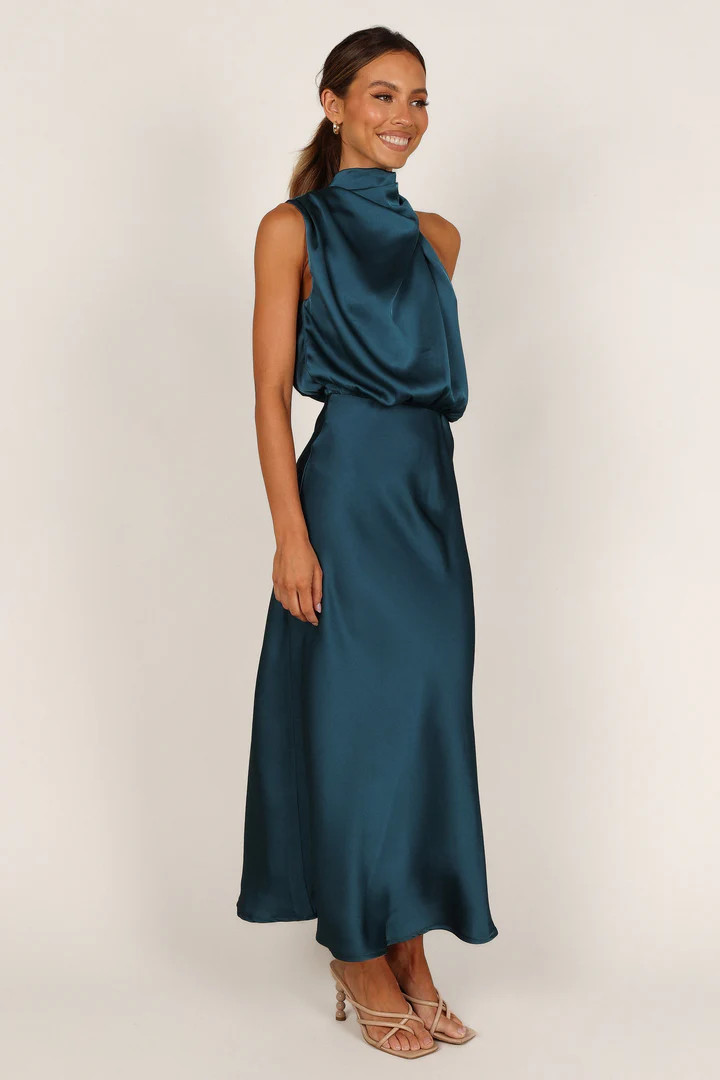 Anabelle Halter Neck Midi Dress - Teal | Petal & Pup (US)