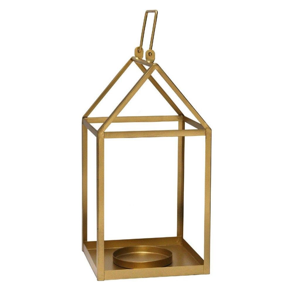7.5"" x 17.25"" Open Face Lantern Gold - Stratton Home Décor | Target