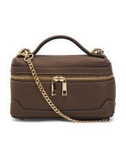 Made In Italy Leather Square Crossbody With Chain Strap | TJ Maxx