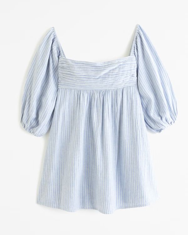 Emerson Linen-Blend Off-The-Shoulder Mini Dress | Abercrombie & Fitch (US)