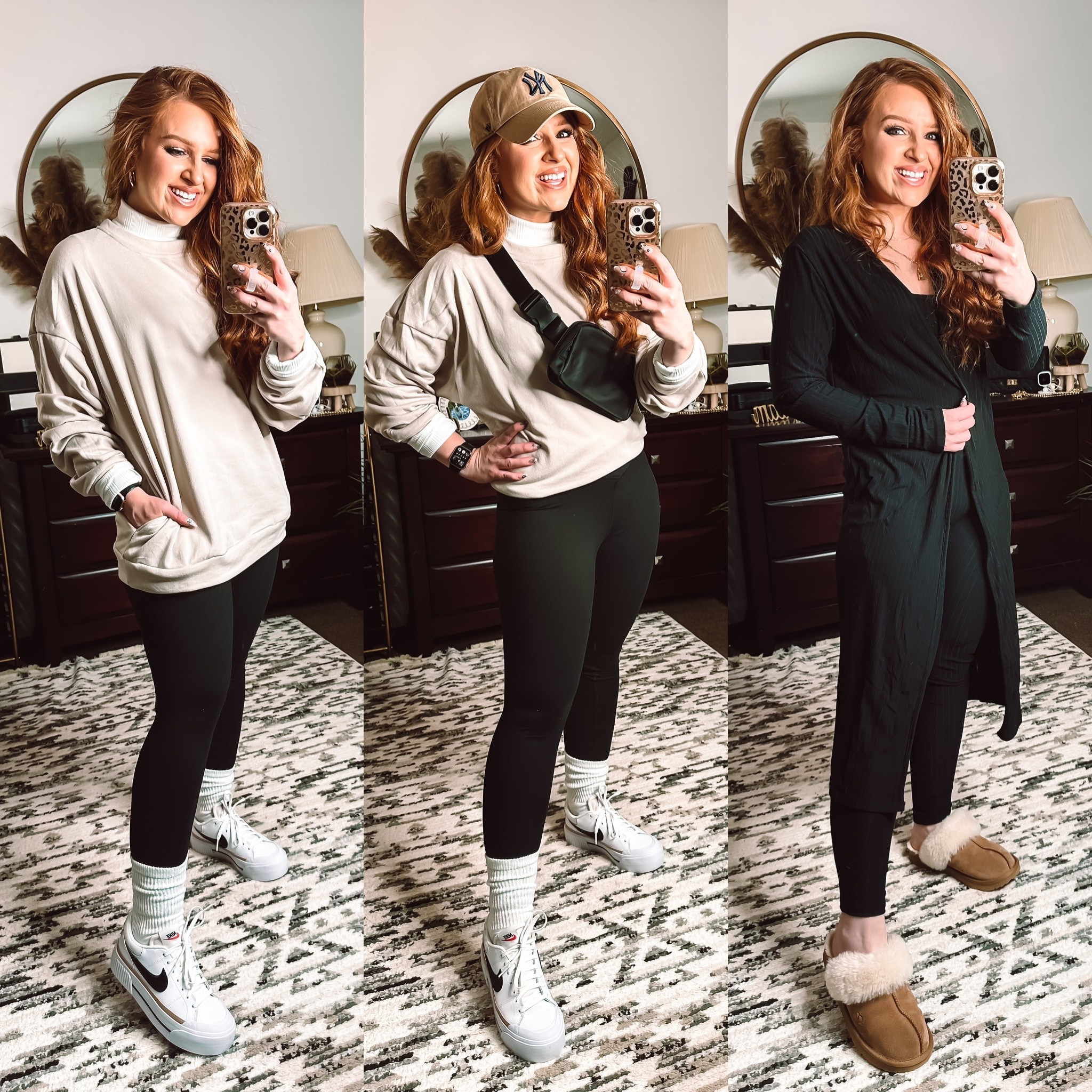 Pink blush styles! Casual outfits 

Small nude fleece sweatshirt with pockets 
Medium v waist leggings 
Medium white ribbed turtleneck 
Medium one piece jumpsuit set 



#LTKstyletip #LTKunder100 #LTKtravel