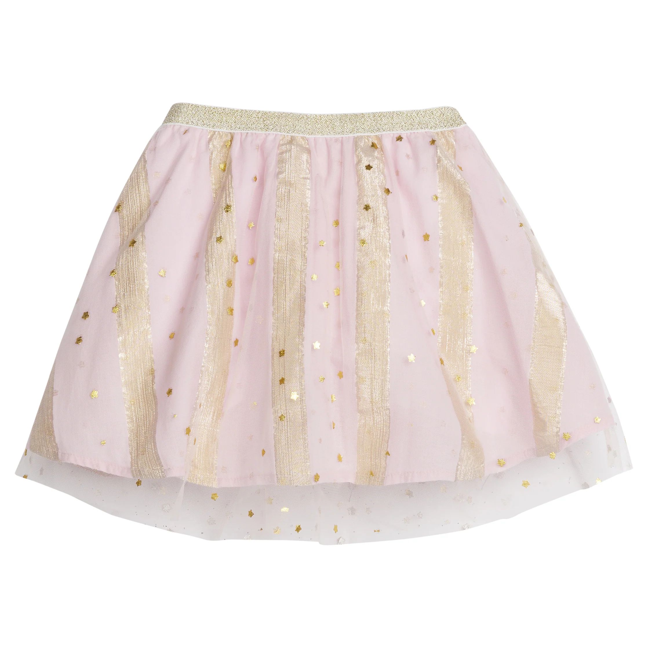 Tulle Circle Skort - Pink Metallic Stars/Stripes | BISBY Kids